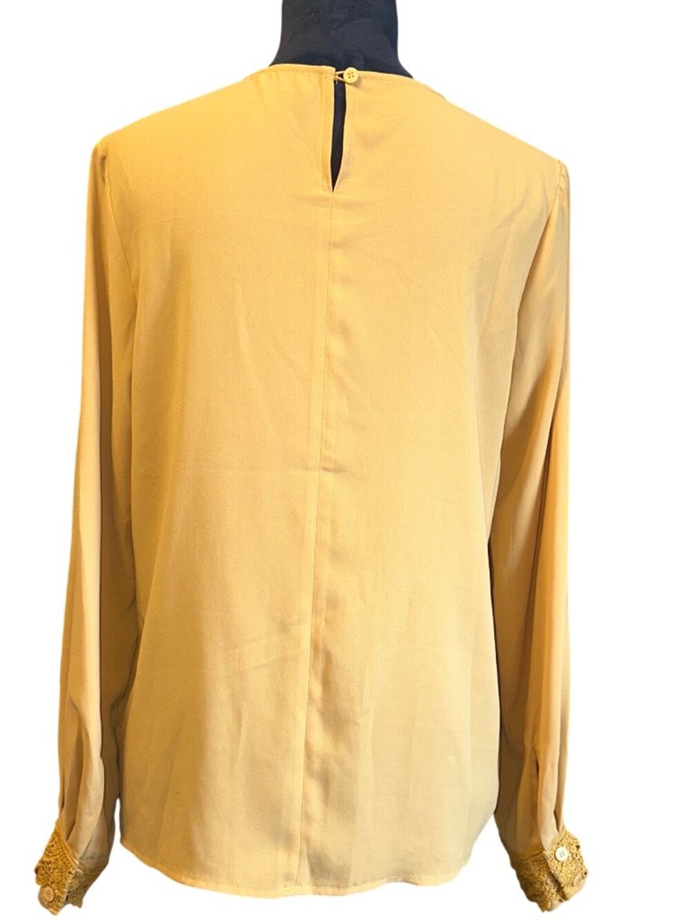 Vintage-Inspired Yellow Long Sleeve Blouse With Lace Detailing By Motf Womens Me - Picture 3 of 7
